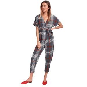 LUSH plaid print jumpsuit size small